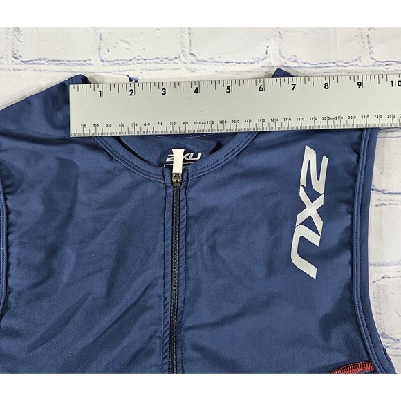 2XU Running Singlet Triathlon Tank Sleeveless 1/2 Zip Blue WOMENS SIZE LARGE - Picture 7 of 10